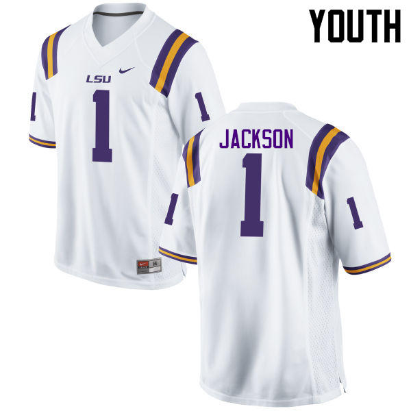 Youth LSU Tigers #1 Donte Jackson College Football Jerseys Game-White